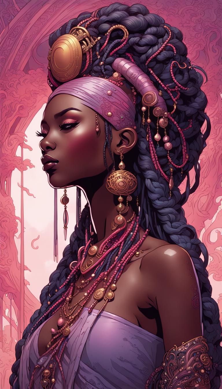 Ornate Empress with Braids and Headdress