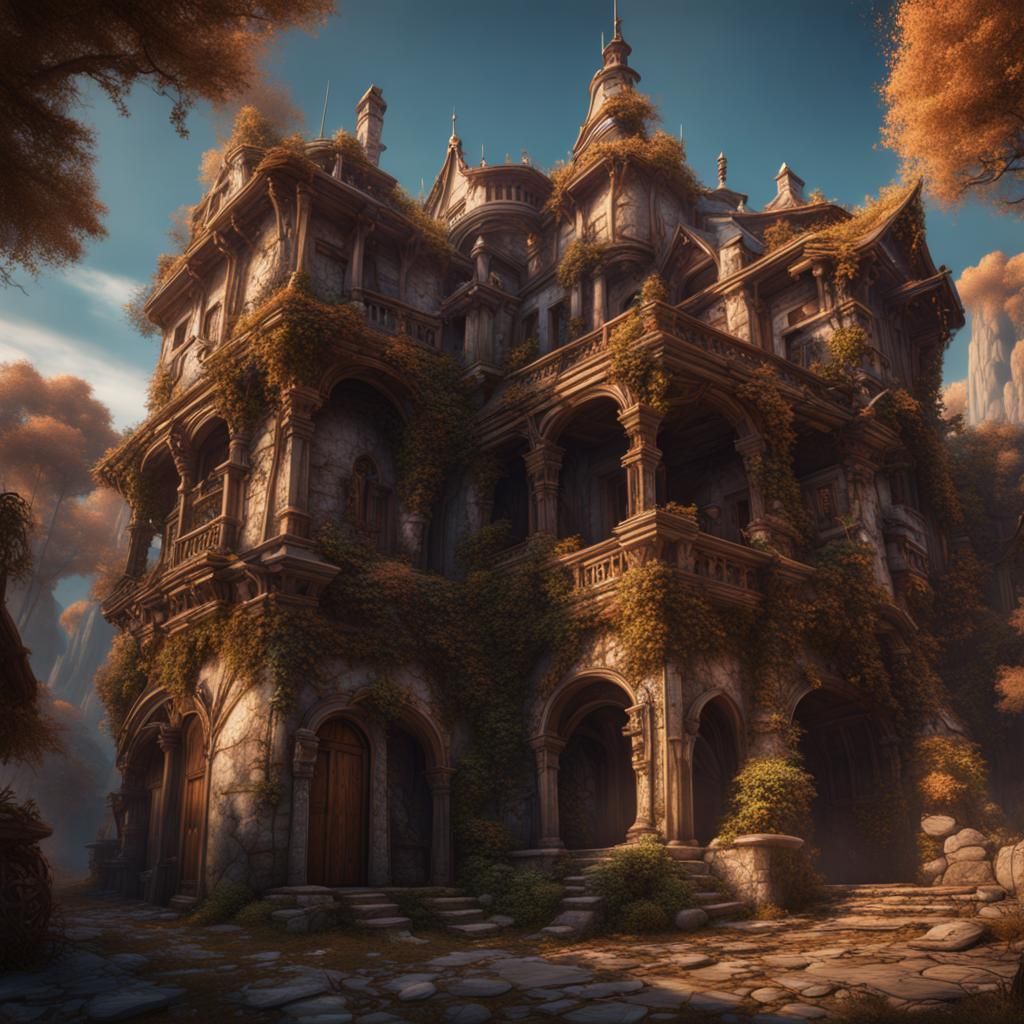 Fantastical House in Detailed Matte Painting Style