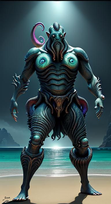 Holmes and Watson Witness Cthulhu Ritual on Beach