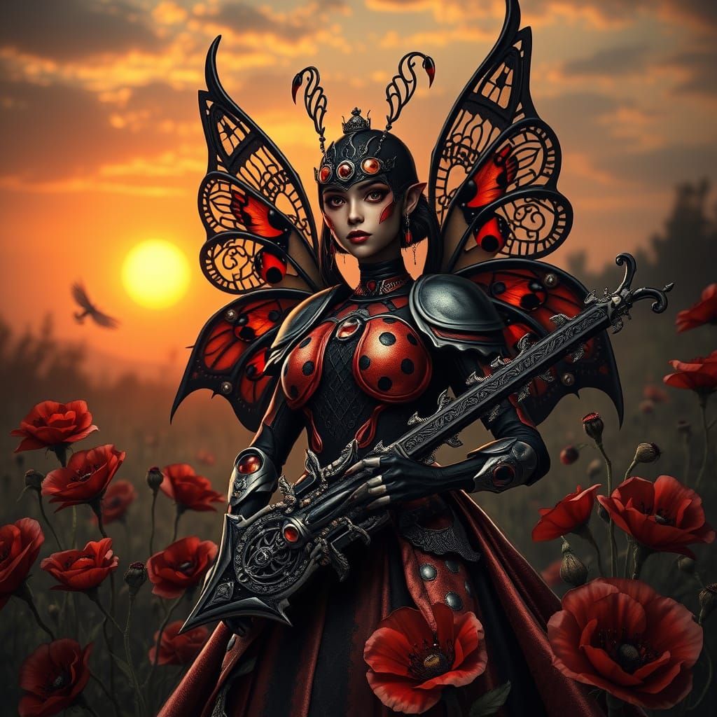Gothic Ladybug Queen in Neon Noir Armor