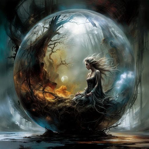 Glass Sphere Forest in Fine Art Style