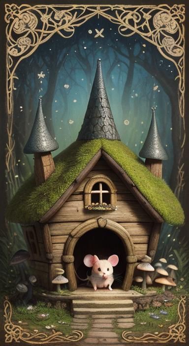 Chibi Mouse and Mushroom House: Storybook Illustration