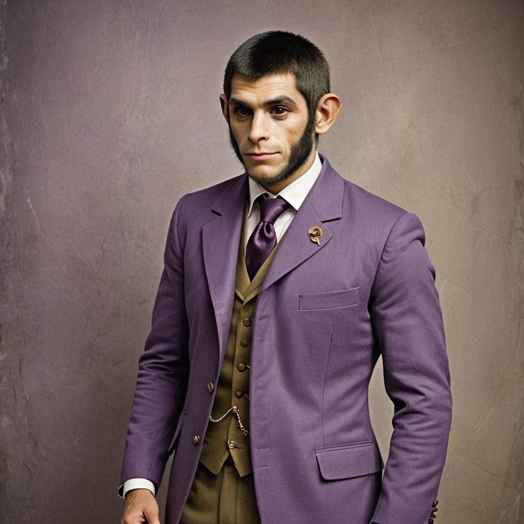 Cute man in purple suit