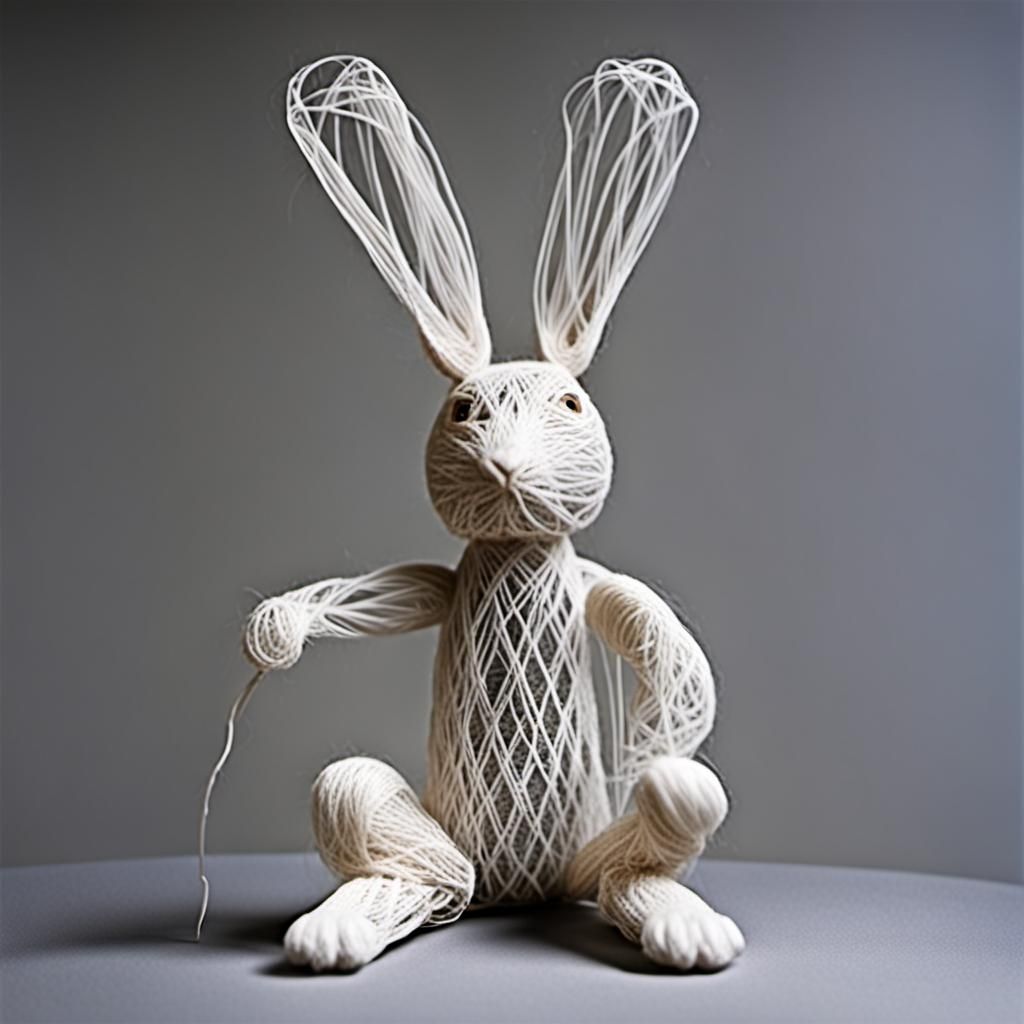 String Art Mad Rabbit Sculpture
