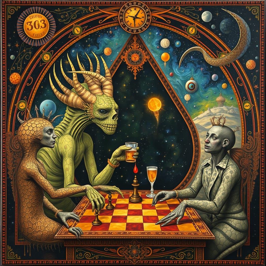 Psychedelic Utopia with Sacred Geometry, Oil Painting