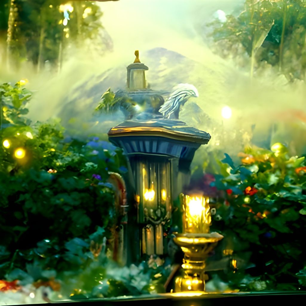 Ethereal Olympus Fantasy Landscape in Mist