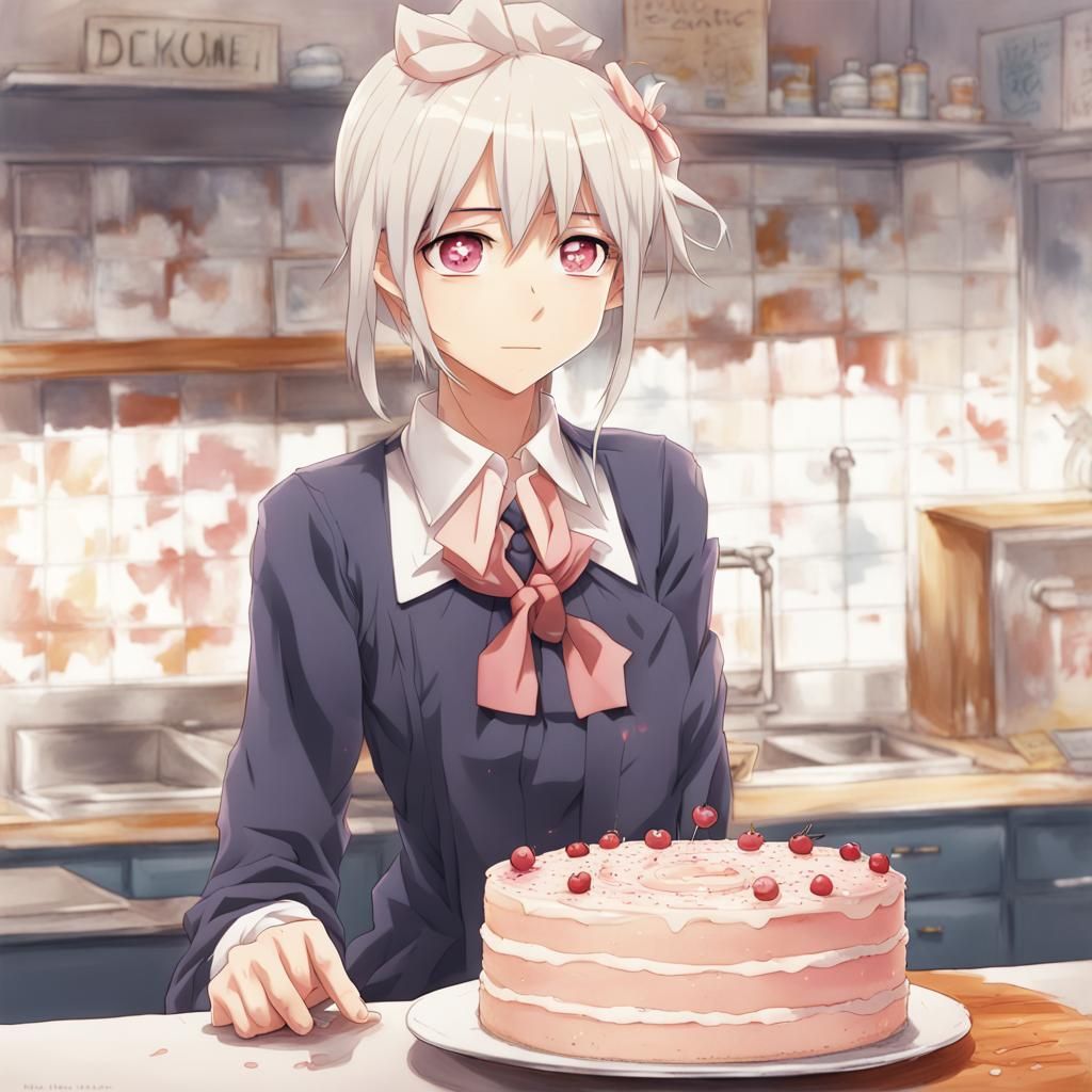 Anime Style Cake Illustration