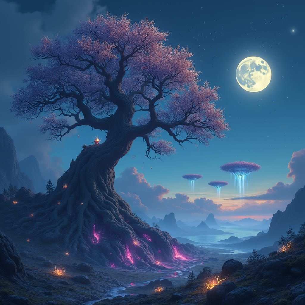 Ethereal Tree of Wonder on a Celestial Alien World