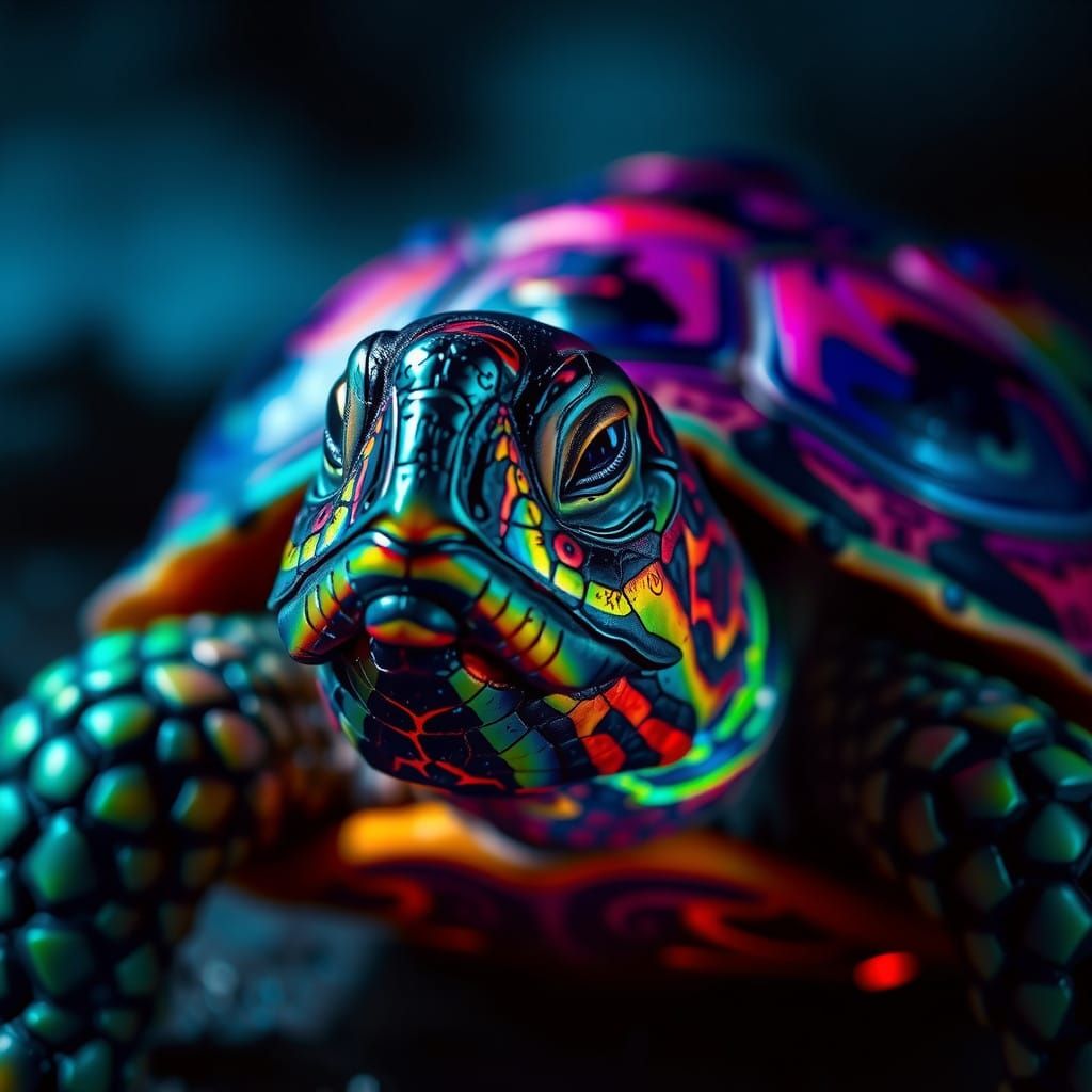 Mystical Fire Tortoise in Iridescent Glory