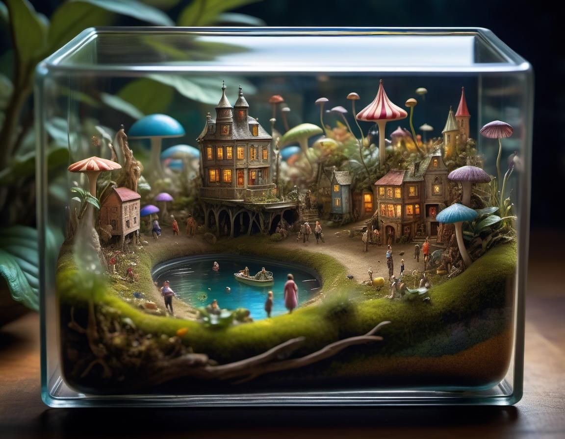 Gulliver's Lilliputians in Whimsical Terrarium