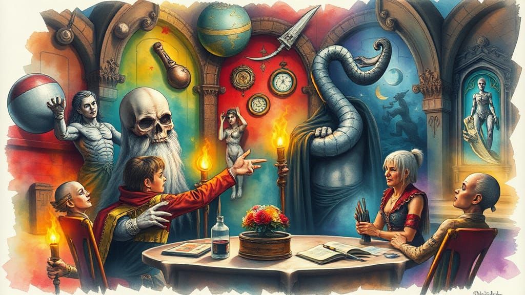 Surreal Figure in Fantastical Gothic Sci-Fi Landscape