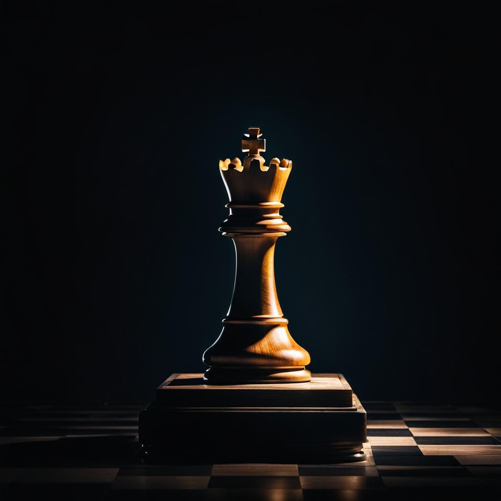 Chess Piece on Pedestal in Dark Room