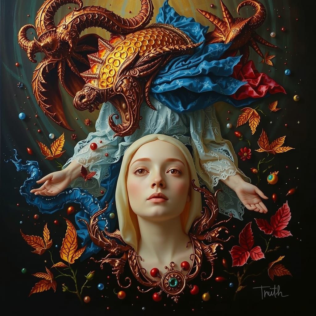 Allegorical Figure of Truth in Masterpiece Painting