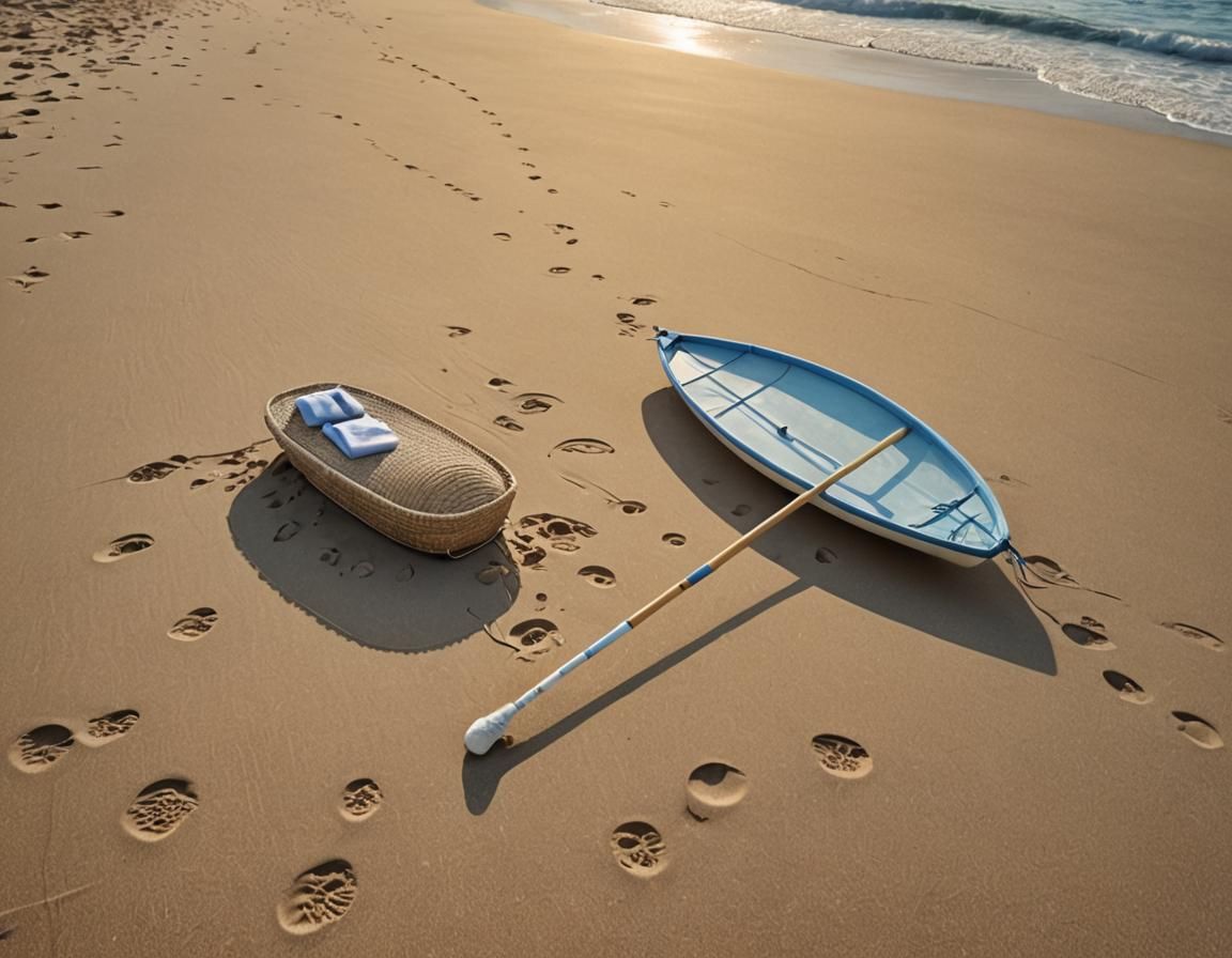 Beige Dog on Calm Beach at Sunset
