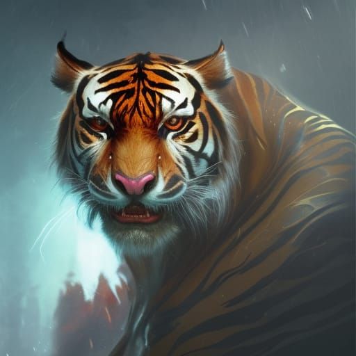 Demonic Sabertooth Tiger Portrait in Unreal Engine 5