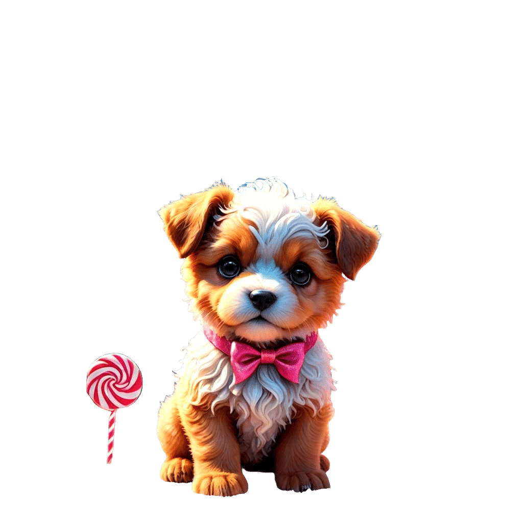 Whimsical Baby Puppy in a Candy Wonderland
