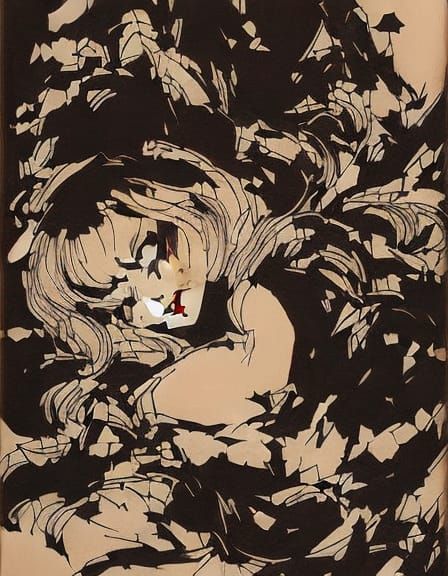 Curvy Witch Sleeps on Halloween Porch in Ink Art