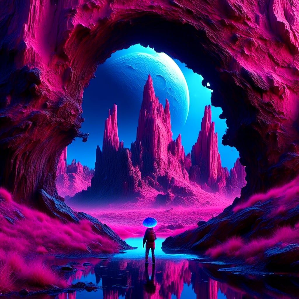 Crystal Moon in Pink, Blue, and Neon