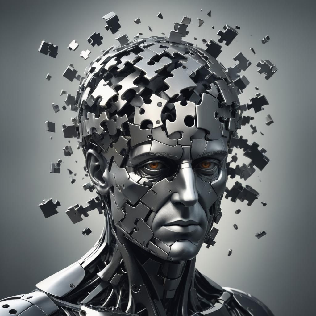 Metal Puzzle Man Portrait in Dark Fantasy Style