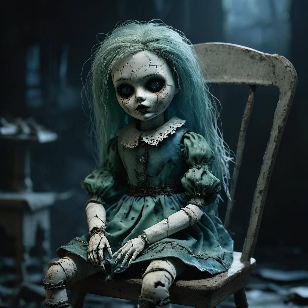 Creepy Porcelain Doll in Dark Fantasy Style