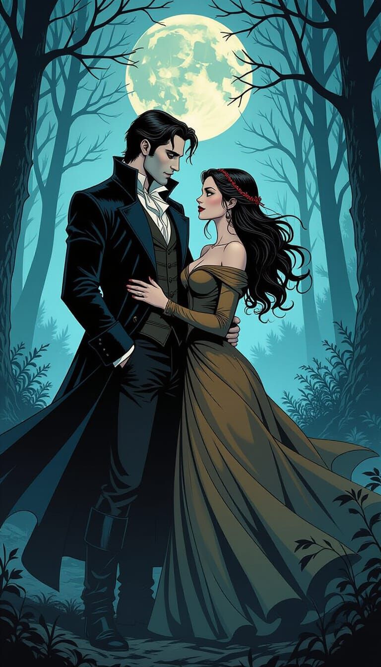 Vampire Edward and Bella in Graphic Novel Style