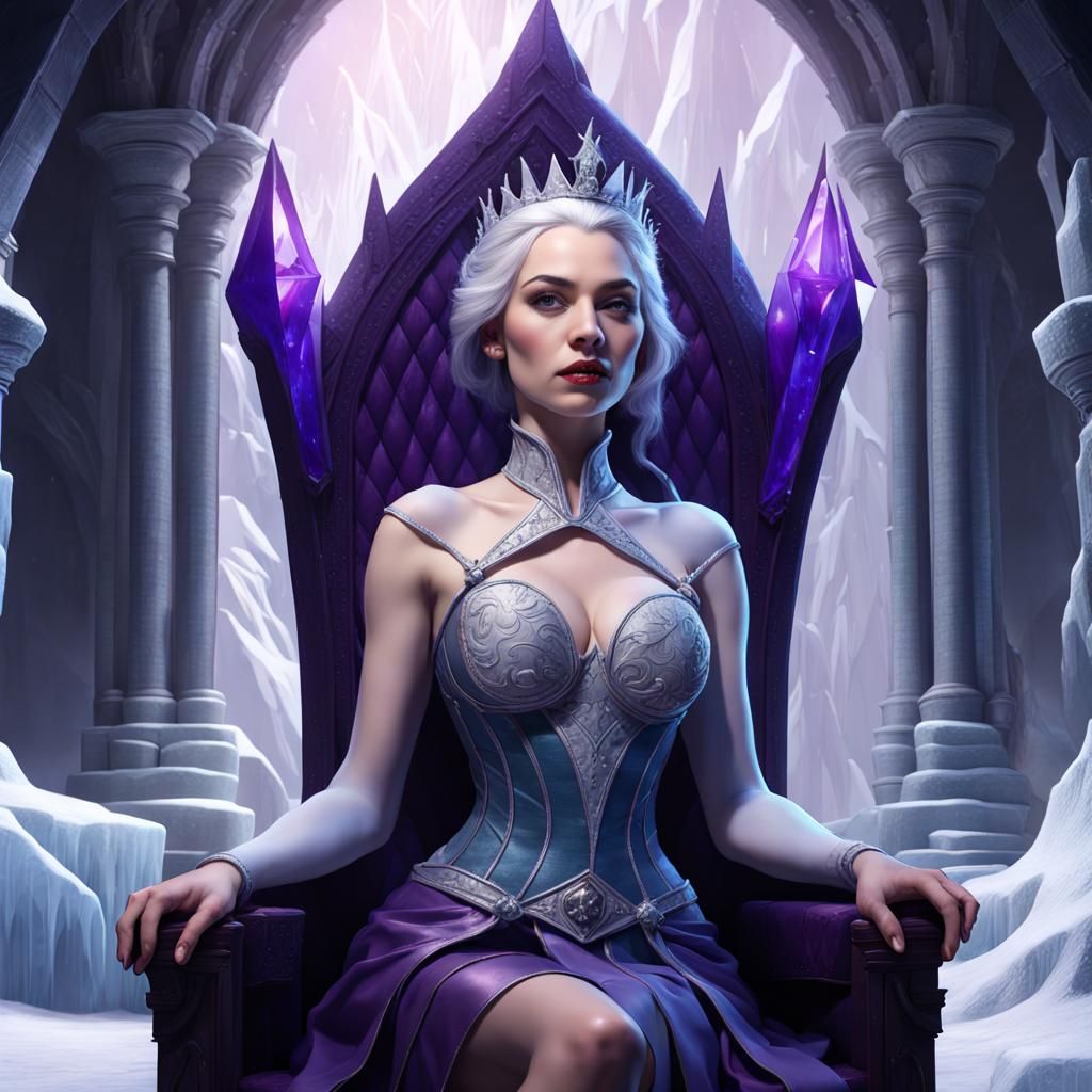 Ice Queen on Throne with Crystal Staff