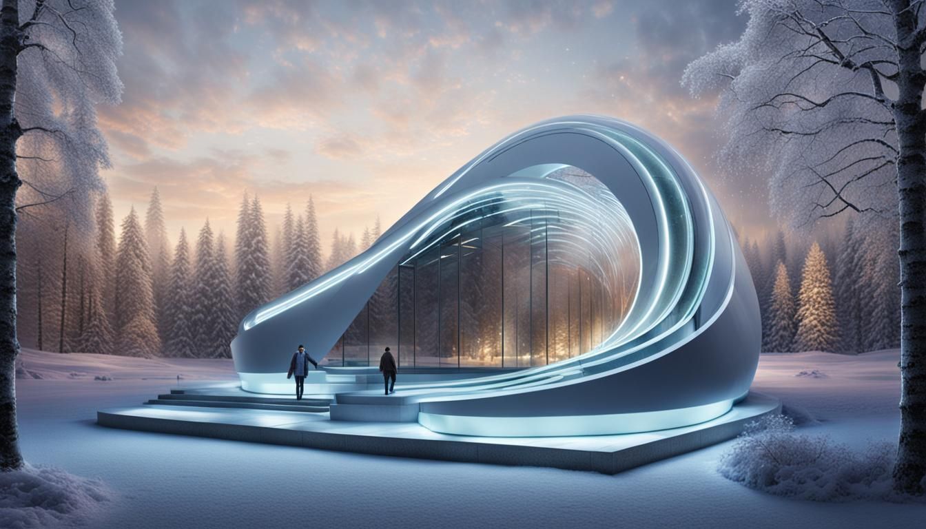 Icy Alien Planet Base in Futuristic Style