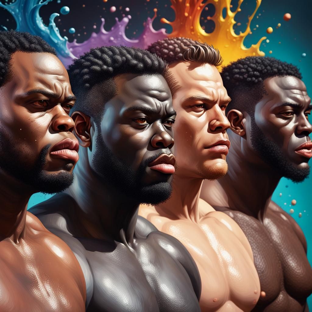 Four Detailed Figures in Splash Art Style