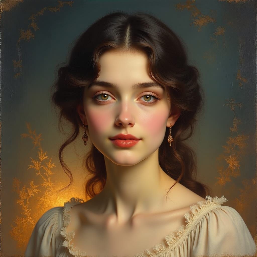 Hyperrealistic Oil Portrait of Serene Beauty in Ethereal Lig...