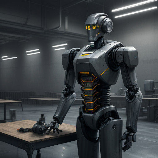 Industrial Robot Concept Art: Metal Giant in Metropolitan Se...