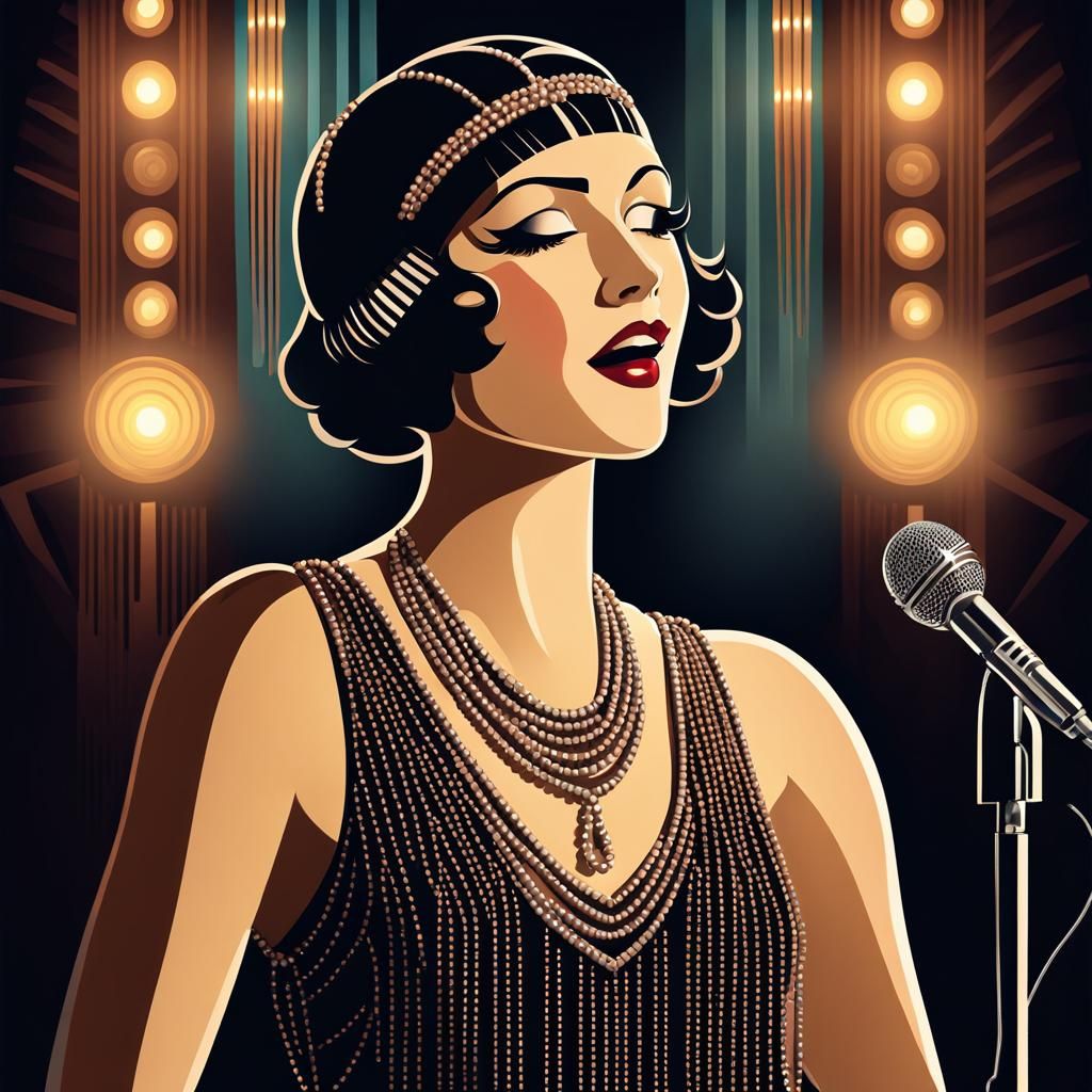Roaring Twenties Flapper in Art Deco Jazz Club