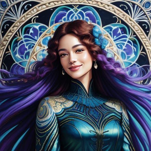 Smiling Woman Portrait in Vibrant Oil Painting Style