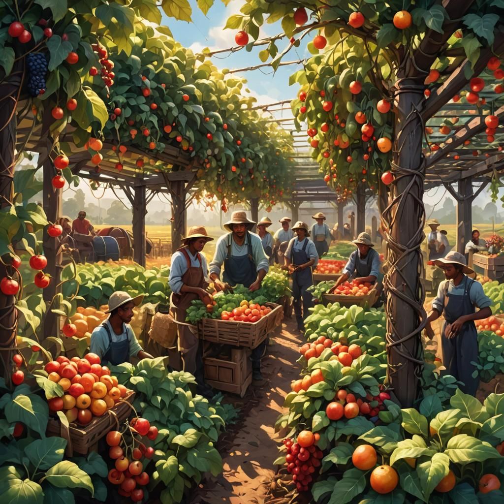 Sustainable Farm With Diverse Communities, Fantasy Concept A...