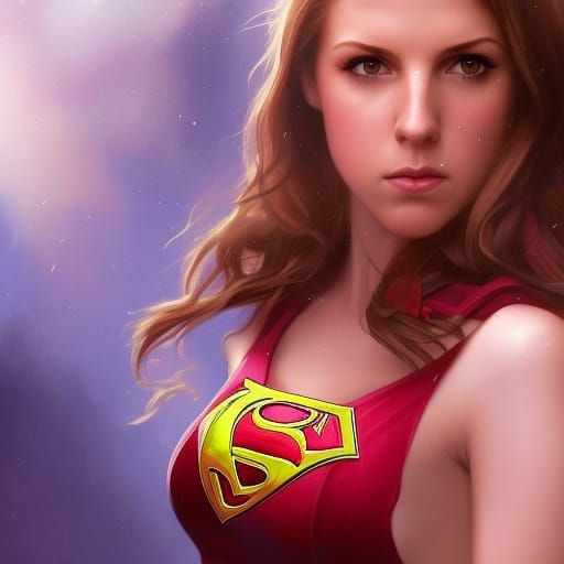Anna Kendrick as Supergirl in Hyperdetailed Portrait