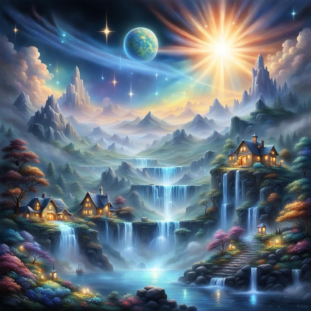 Epic Starry Space in Maximalist Digital Painting