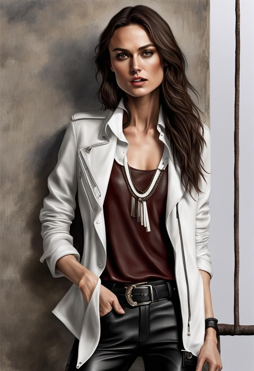 Hyperrealistic Portrait of a Woman in Leather