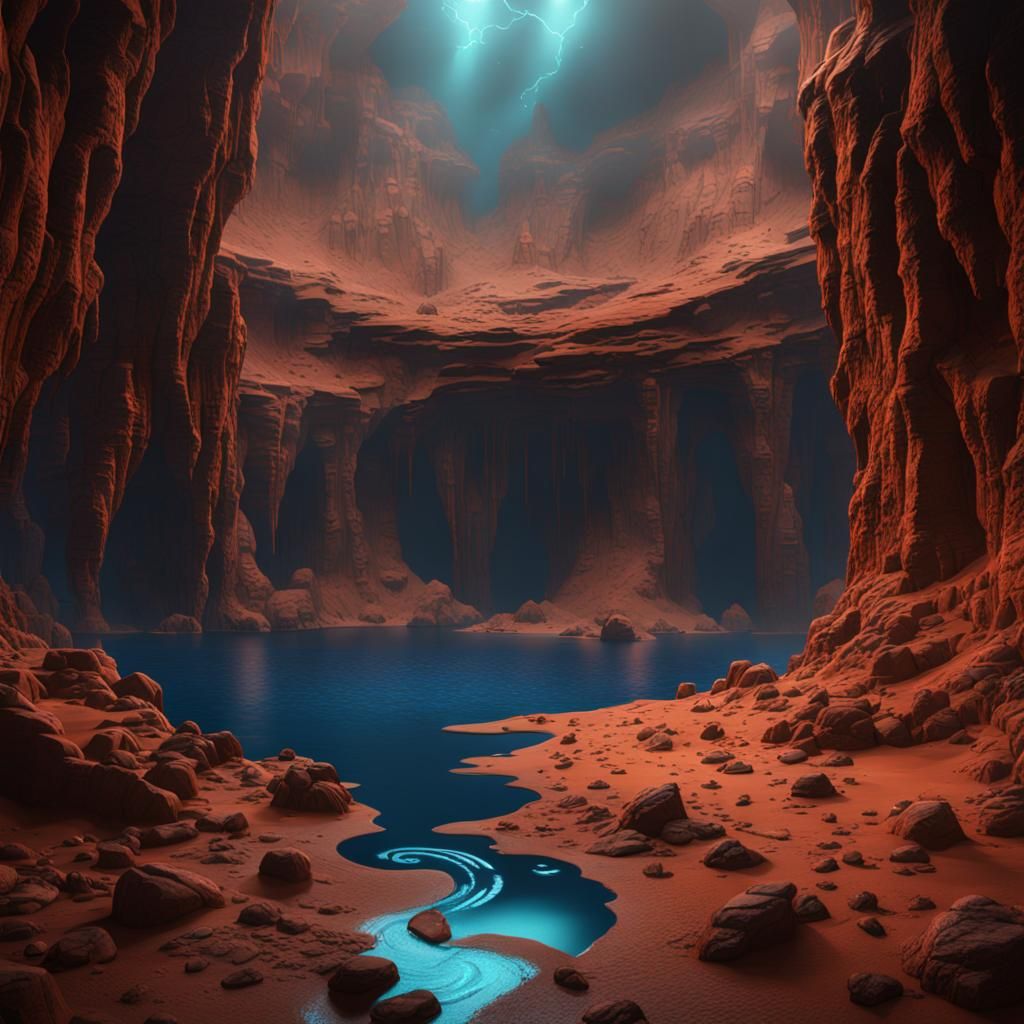 Underground Water on Mars: Detailed Matte Painting