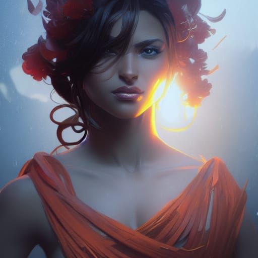 Latina Goddess with Brown Skin: Art Nouveau Style