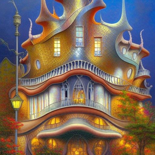 Casa Batllo in Surrealist Visionary Style