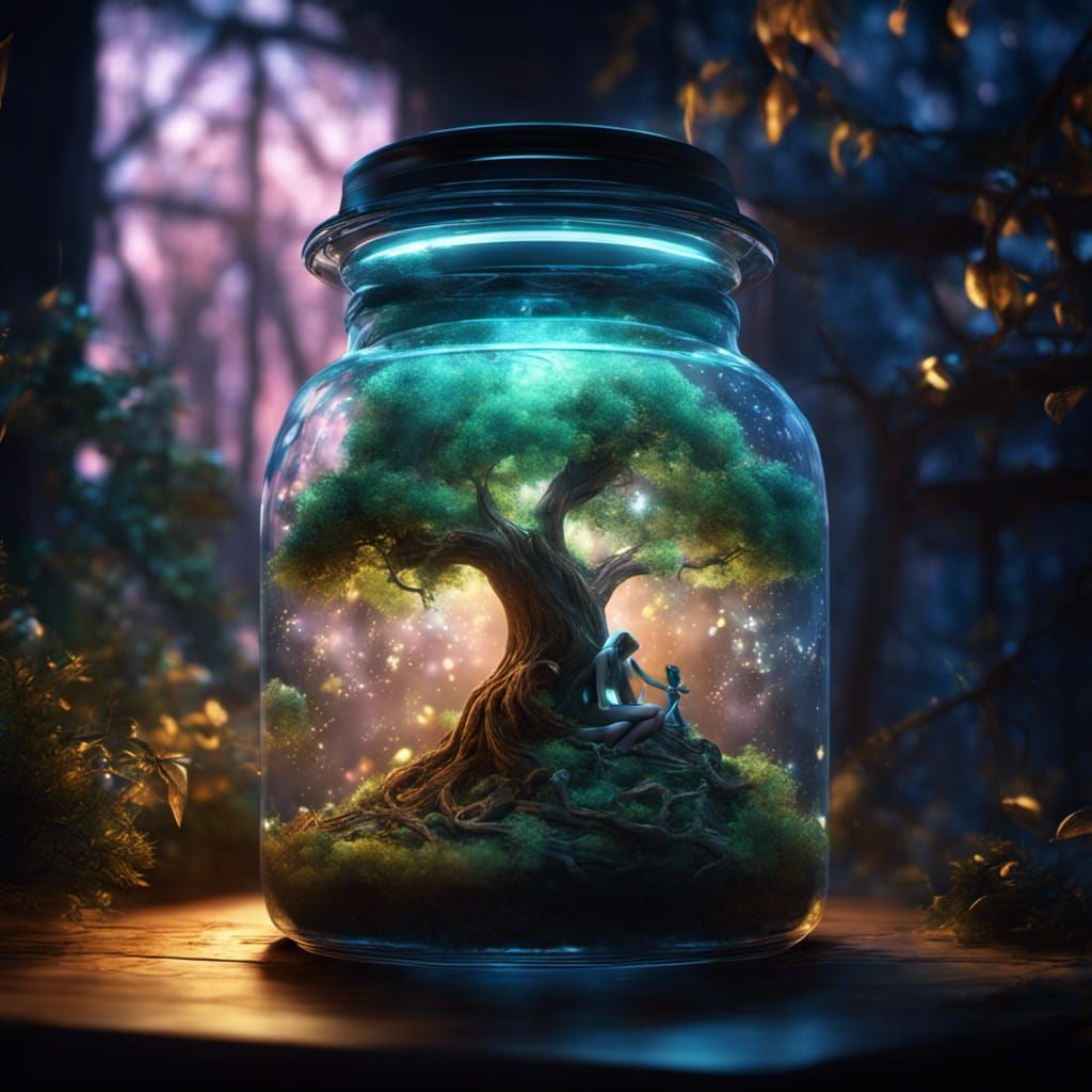 Fairy in Glass Jar: Dark Fantasy Art