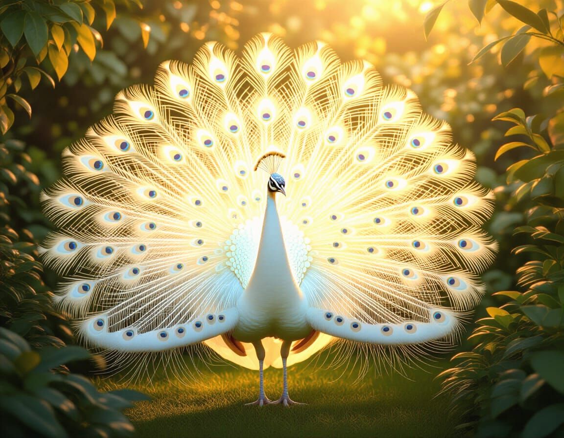 Glowing White Peacock in Sophie Green Style