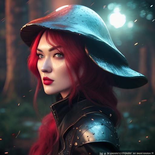 Kawaii Mushroom Woman in a Magic Forest