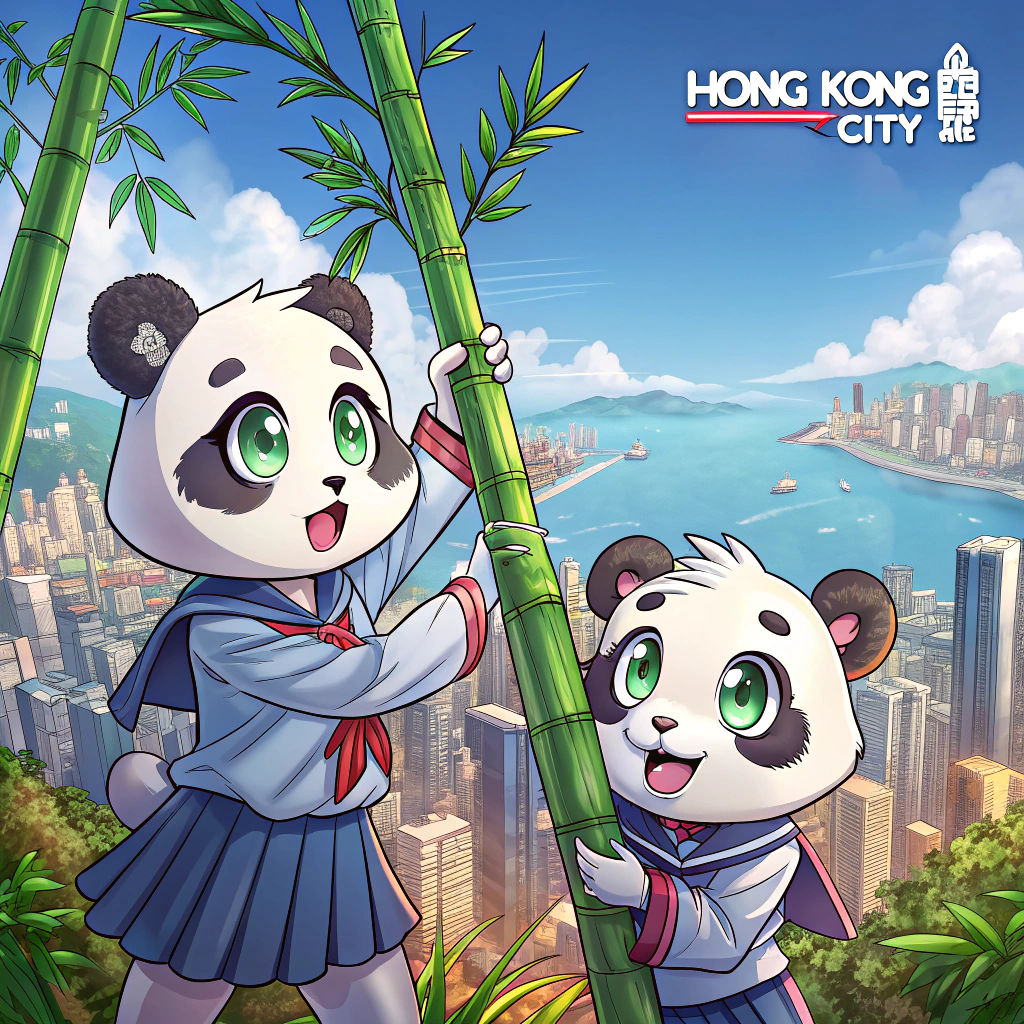 Anime Pandas in Hong Kong, Manga Scan Style