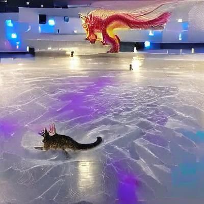 Dragon Cat on Ice Block