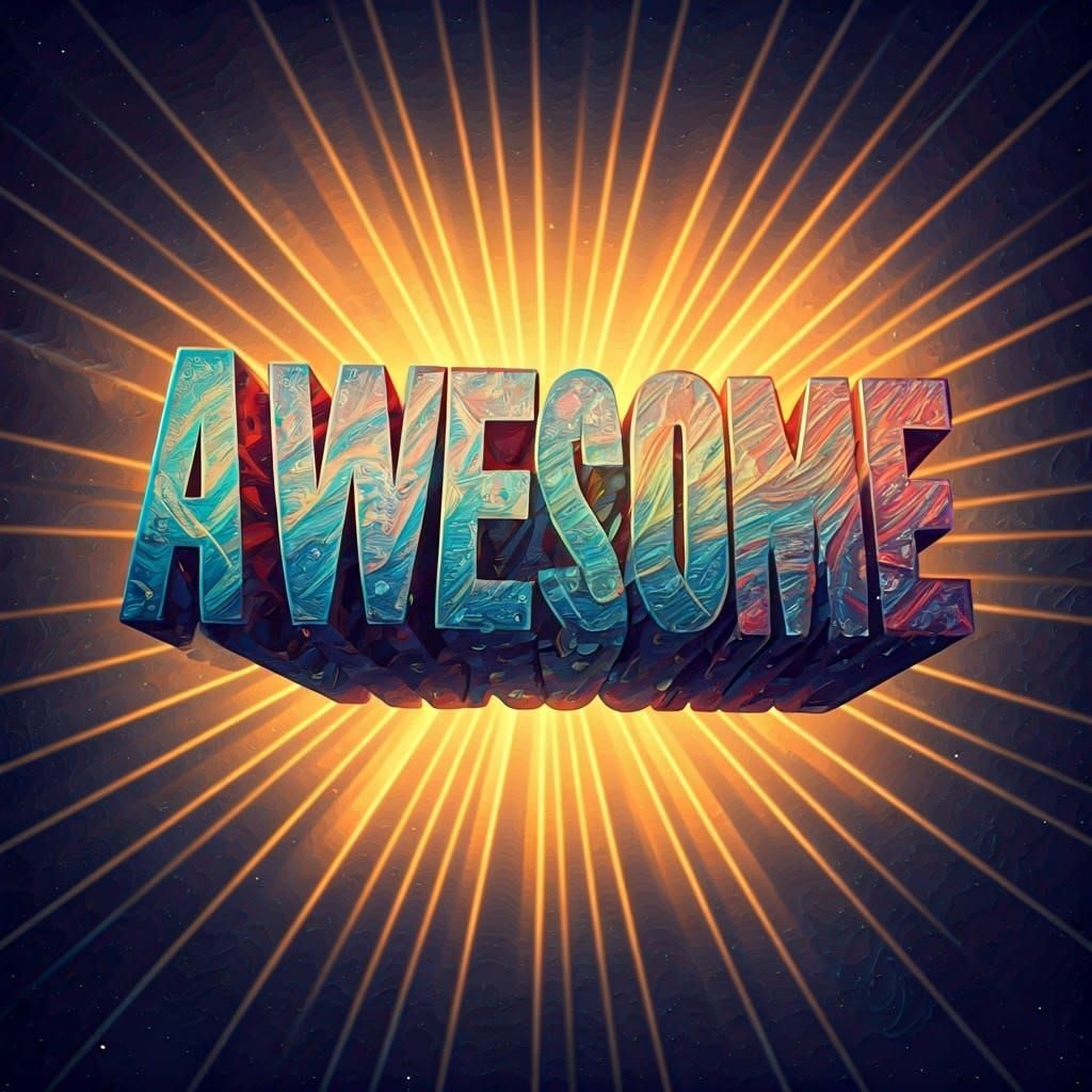 Polychromatic 3D Fractal Word Art in Abstract Style