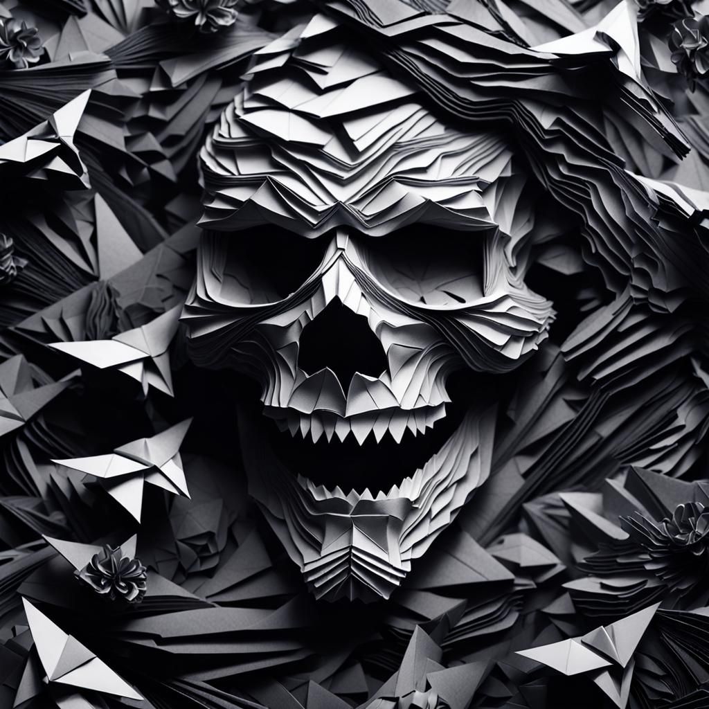 Origami Death with a Mischievous Smile in 8K