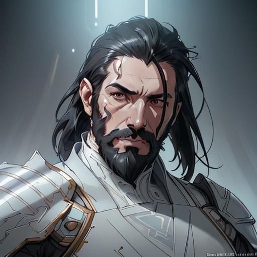 Sad Futuristic Warrior in Digital Art Style