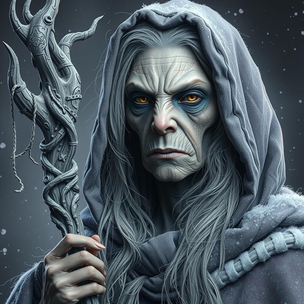 Menacing Winter Hag in Gothic Style