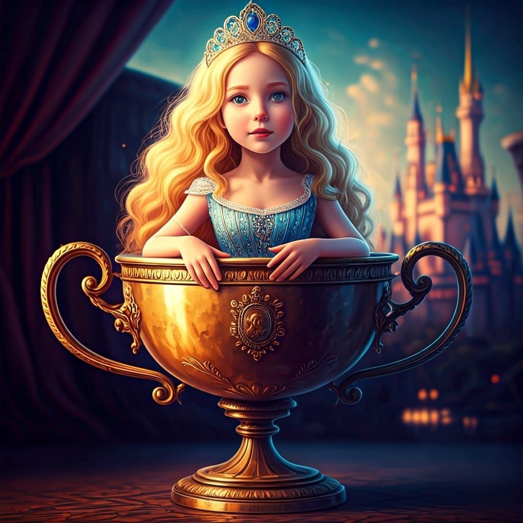 Fairy Tale Princess in Giant Trophy Cup