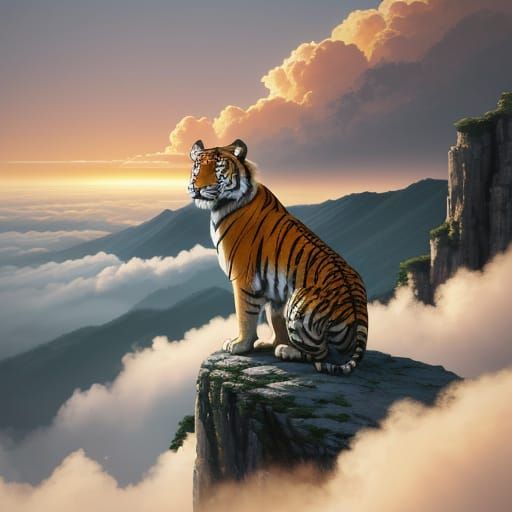 Tiger Contemplates Infinity in Golden Light